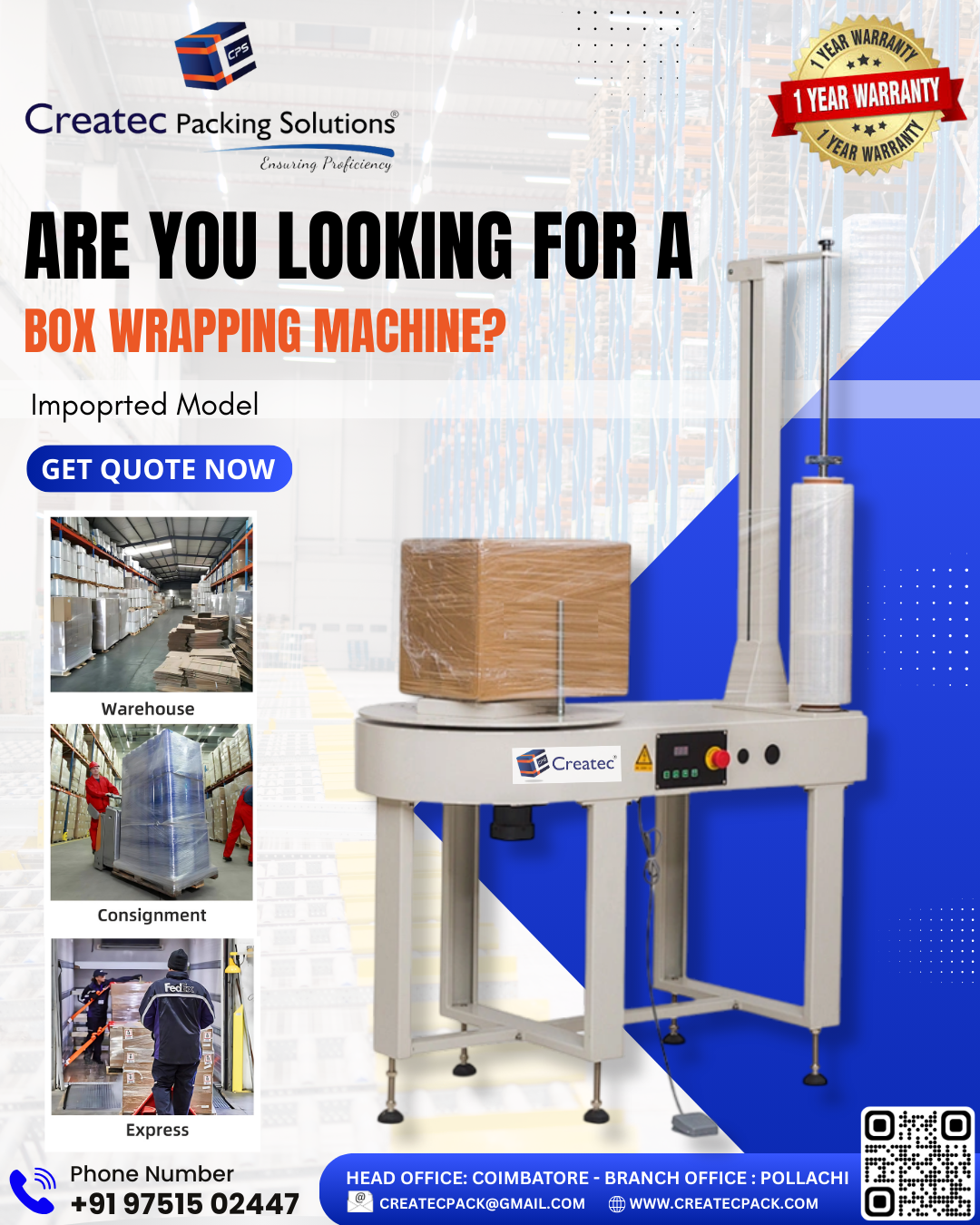Box stretch wrapping machine imported